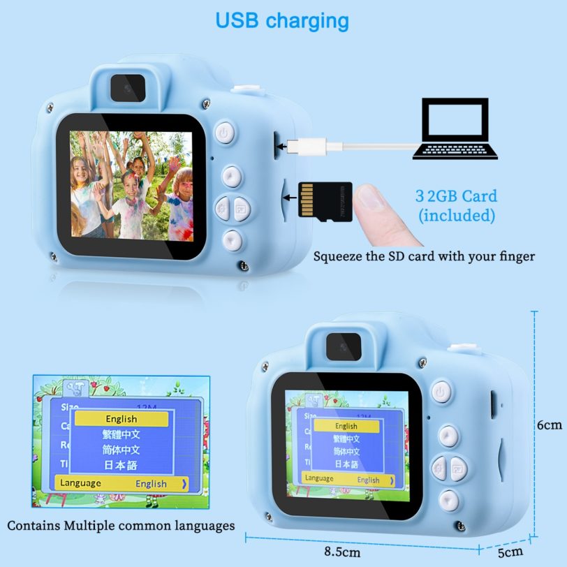 Kids Camera 1080P HD With 32G Card 2.0 Inches Color Screen Dual Selfie Video Game Children Digital Camera Toys Gift for Children - Image 5