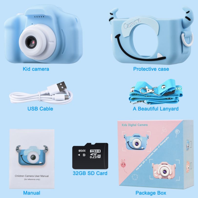 Kids Camera 1080P HD With 32G Card 2.0 Inches Color Screen Dual Selfie Video Game Children Digital Camera Toys Gift for Children - Image 6