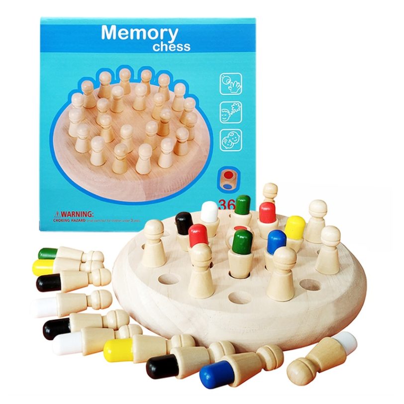 Kids Wooden Toy Puzzles Color Memory Chess Match Game Intellectual Children Party Board Games Baby Educational