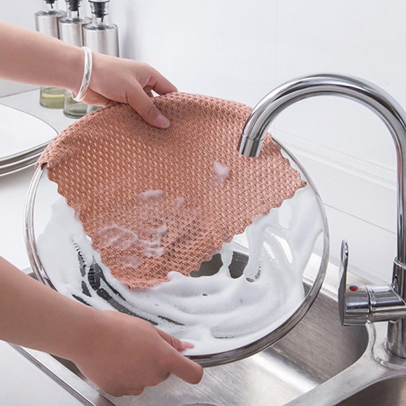 Kitchen Anti grease wiping rags efficient Super Absorbent Microfiber Cleaning Cloth home washing dish kitchen Cleaning 1