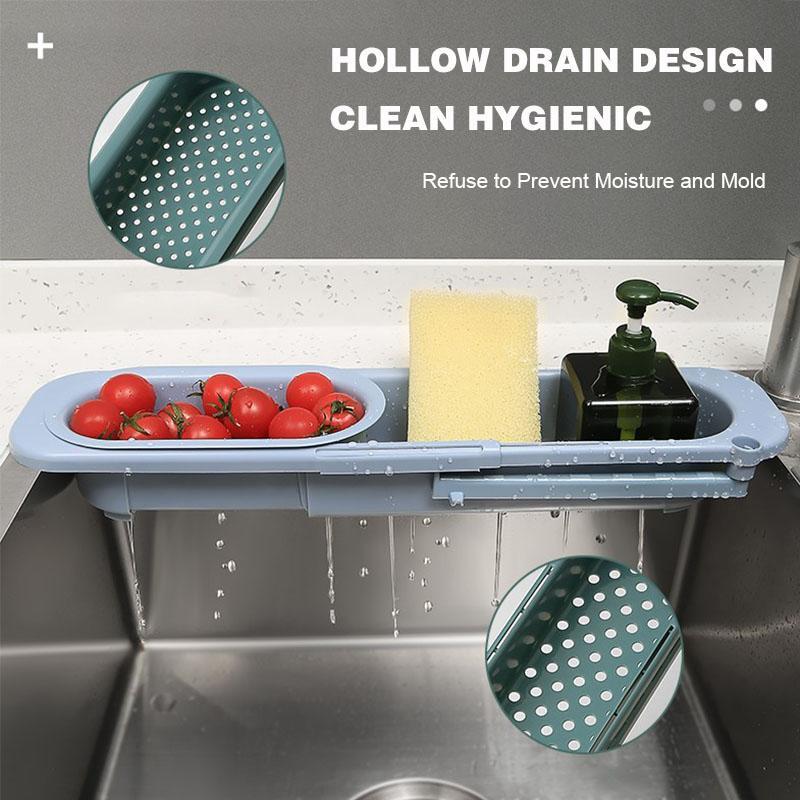 Kitchen Sink Rack Organizer Telescopic Drain Rack Dish Washing Filter Drain Storage Basket Adjustable Sponge Soap 1