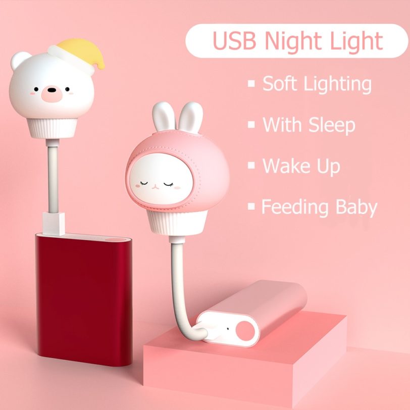 LED Chlidren USB Night Light Cute Cartoon Night Lamp Bear Remote Control for Baby Kid Bedroom Decor Bedside Lamp Christmas Gift - Image 2