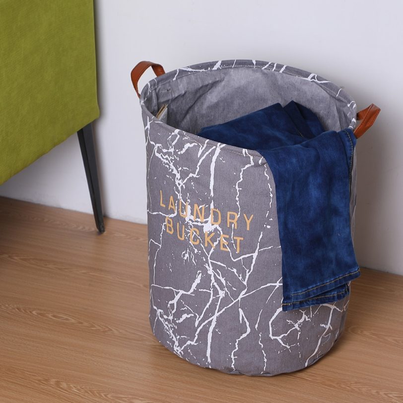 Laundry Basket Canvas Waterproof Organizer Basket Large Capacity Laundry Hamper Dirty Clothes Storage Basket Home Storage Bin - Image 2