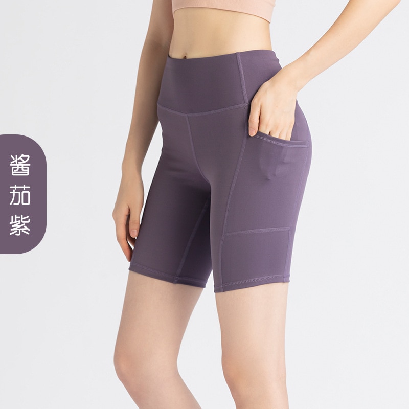 Leggings women s summer five point shorts side pockets peach high waist hips fitness quick drying 1