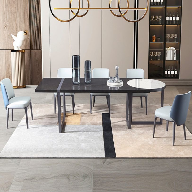 Light luxury marble rectangular dining table dining table square shape dining table chair combination modern furniture