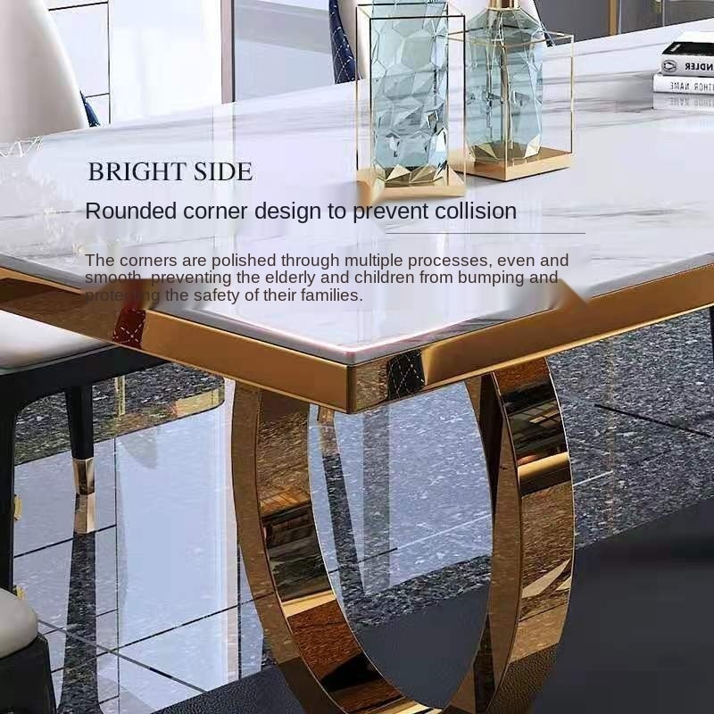 Light luxury rock board dining table and chair combination modern minimalist household small apartment living room 1