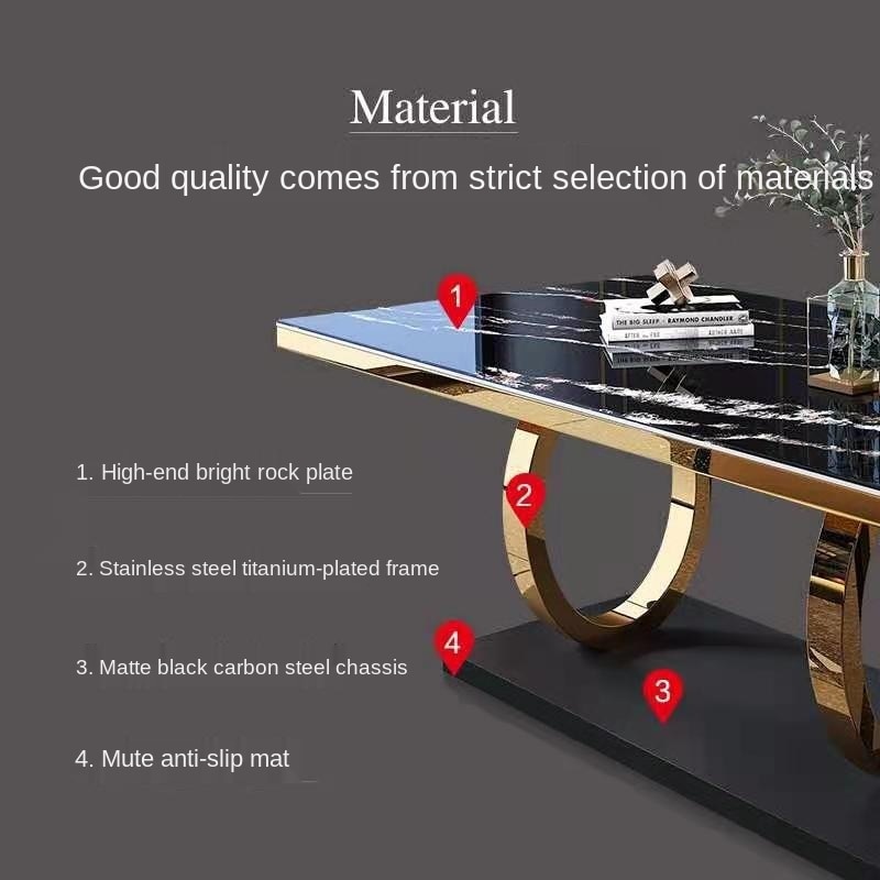 Light luxury rock board dining table and chair combination modern minimalist household small apartment living room