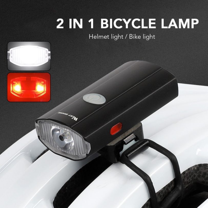 Lixada Bike MTB Light USB Rechargeable Cycling Helmet Headlight Waterproof Bicycle Headlight Rear Taillight Lamp Flashlight - Image 2