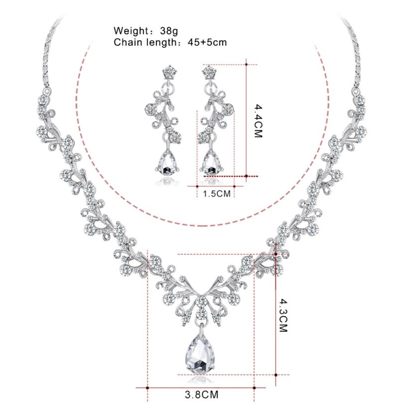 Luxury Bridal Jewelry Sets Zircon Crystal Water-drop Necklace Earrings Sets Women Fashion Wedding Bridesmaid Accessories - Image 2