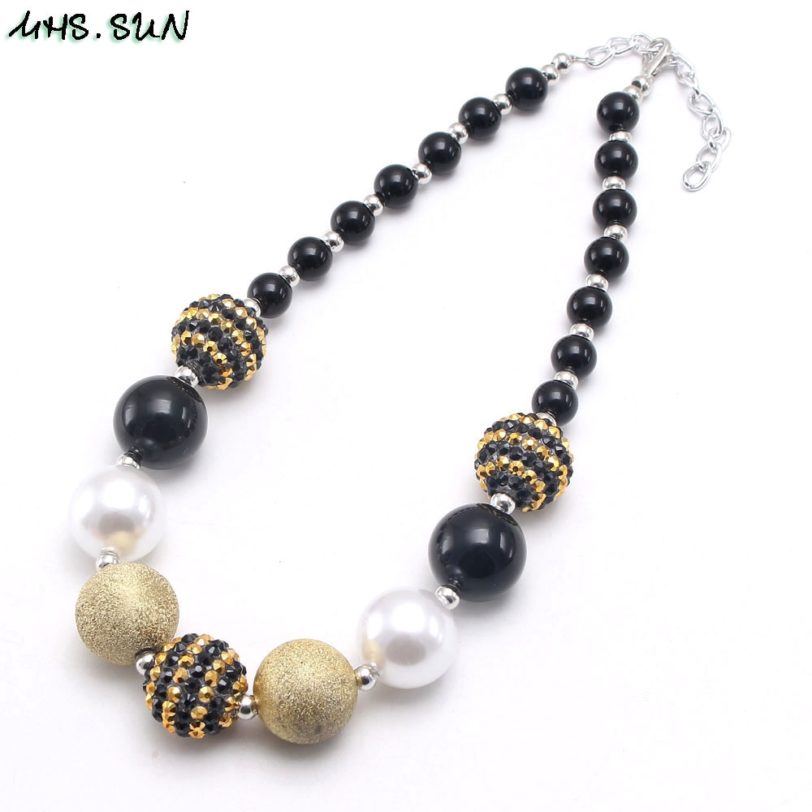 MHS.SUN Charming Black Acrylic Beads Necklace Kids Child Chunky Bubblegum Necklace Fashion Beaded Jewelry Handmade 1Pcs - Image 4