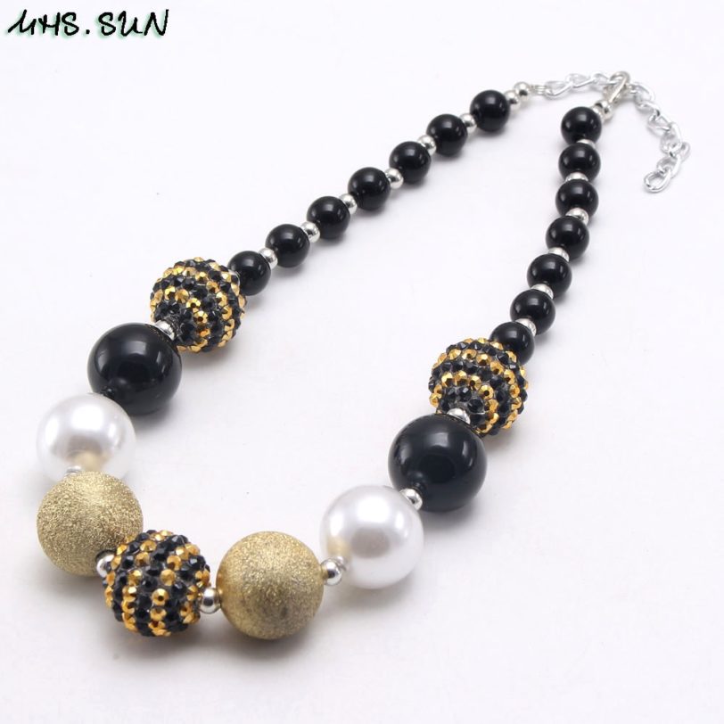 MHS.SUN Charming Black Acrylic Beads Necklace Kids Child Chunky Bubblegum Necklace Fashion Beaded Jewelry Handmade 1Pcs - Image 5