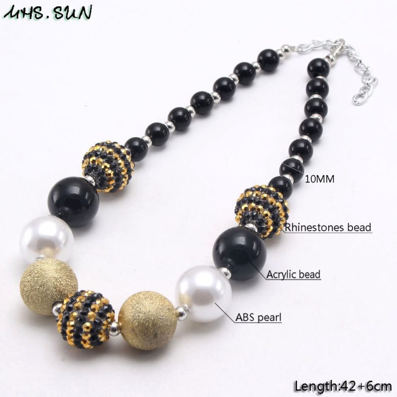 MHS.SUN Charming Black Acrylic Beads Necklace Kids Child Chunky Bubblegum Necklace Fashion Beaded Jewelry Handmade 1Pcs - Image 2