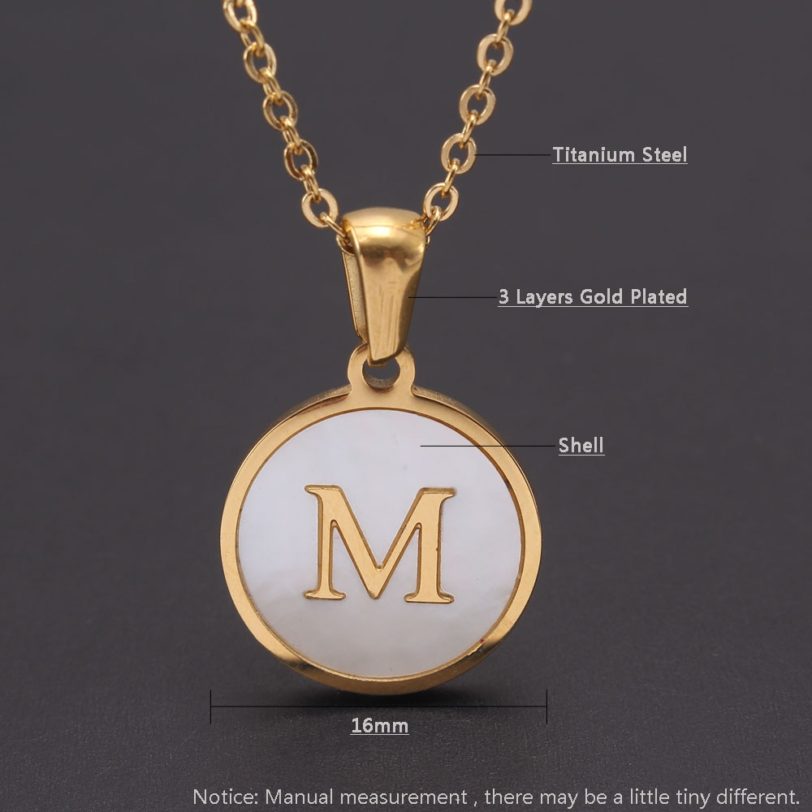 MHS.SUN Newest Gold Color 26 Letter Necklaces Alphabet Shell Pendant Necklace Fashion Chain Necklace For Women Men Jewelry 1PC - Image 2