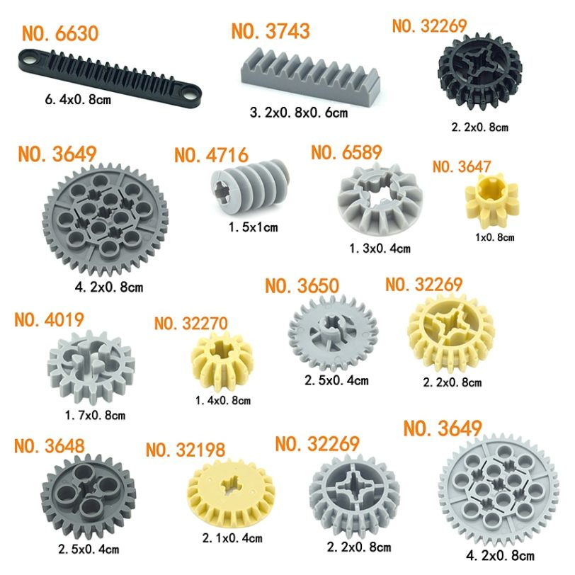 MOC Bricks Technical 92693 Gear Parts Worm Rack Classic 32494 Accessories Train Car Crane Model DIY 3649 Building Blocks - Image 3