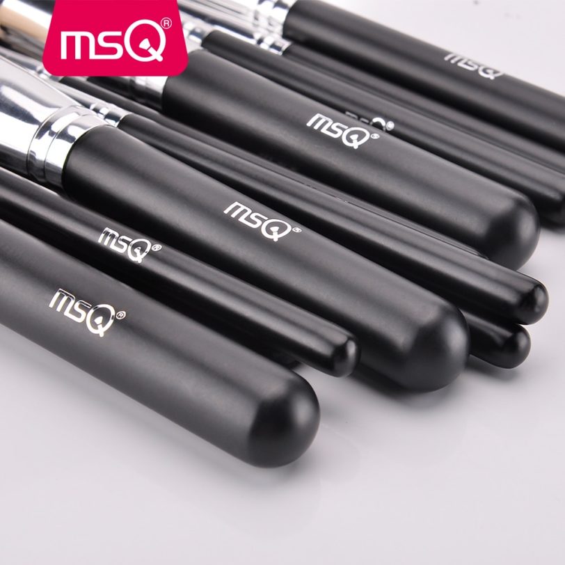 MSQ 15pcs Pro Makeup Brushes Set Powder Foundation Blusher Eyeshadow Blending Make Up Brush Goat Hair PU Leather Case - Image 2