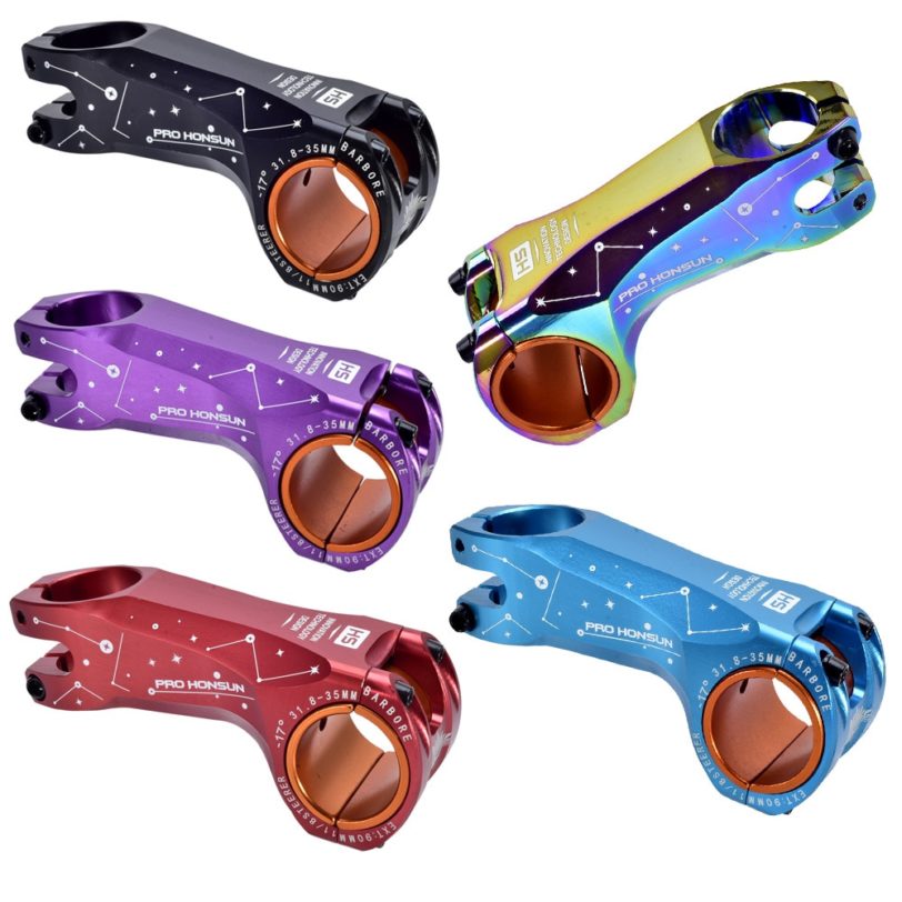 MTB Road Bicycle Colorful Stem Moutain Bike Stem -17 degree 90mm XC Bicycle Handlebar 31.8/35mm Rainbow Bike Stem Bicycle Parts - Image 2