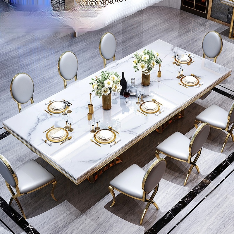 Marble dining table and chair combination rectangular household dining table Italian dining table and chair 1
