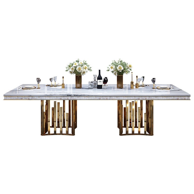 Marble dining table and chair combination rectangular household dining table Italian dining table and chair 2