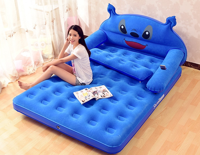 Materasso Matrimoniale Inflatable Folding Totoro Cartoon Bed With Backrest Soft Bed Cama Bedroom Cushioned Furniture Colchon 1