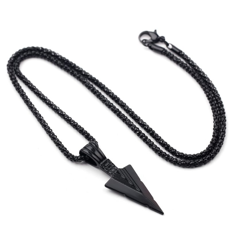 Men's Design Matte Black Long Necklace with Arrow Pendant Jewelry Chain Hip Hop Punk Rock Christmas Halloween Gift For Men Wome - Image 5