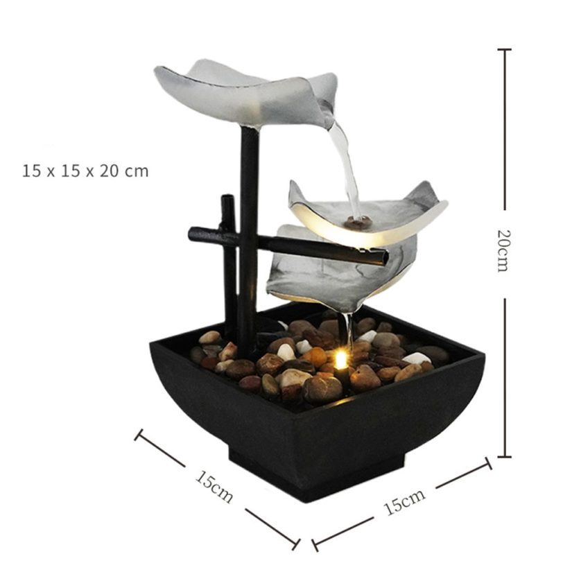 Minimalist 3-Story Fountain Indoor Waterfall Desktop Fountain With Power Switch Automatic Water Pump With Reflective Lighting - Image 4