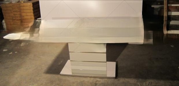 Modern minimalist function telescopic folding white painted rectangular dining table 1