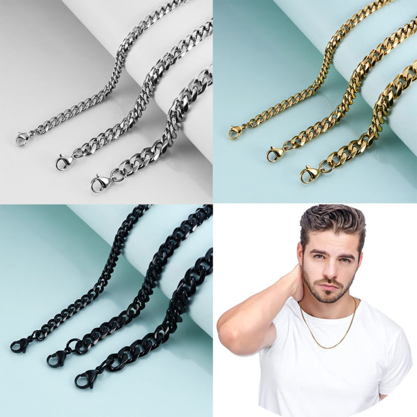 New Arrival Punk Stainless Steel Jewelry Necklace for Men Women Multi Size Curb Cuban Link Chain 1