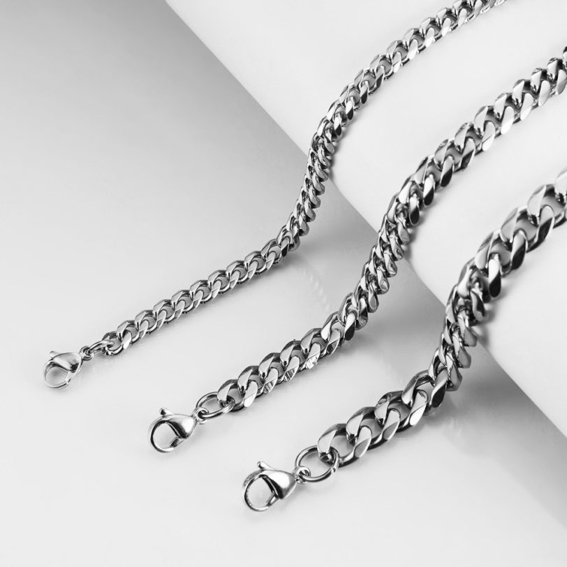 New Arrival Punk Stainless Steel Jewelry Necklace for Men Women Multi Size Curb Cuban Link Chain