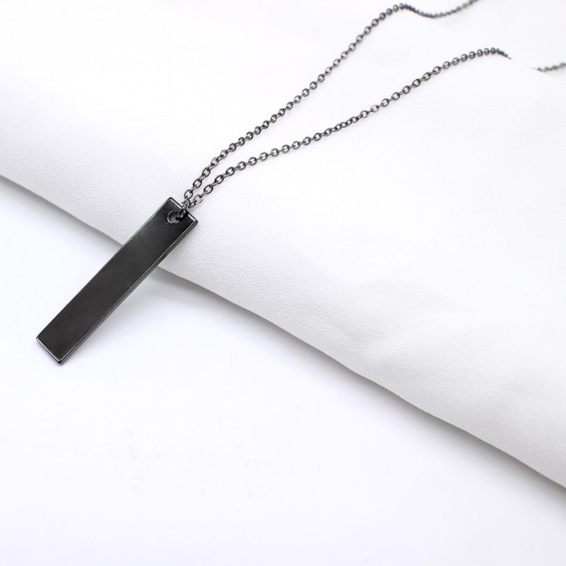 New Black Rectangle Pendant Necklace Men Trendy Simple Stainless Steel Men's Necklace Collana Kolye Bijoux Collar Collier Homme - Image 5