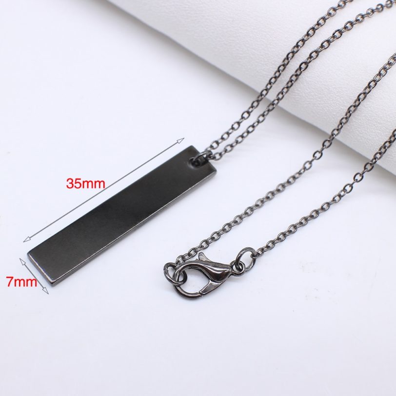 New Black Rectangle Pendant Necklace Men Trendy Simple Stainless Steel Men's Necklace Collana Kolye Bijoux Collar Collier Homme - Image 3