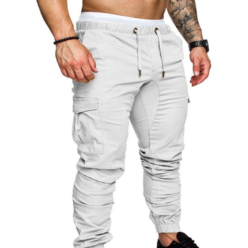 New Casual Joggers Pants Cargo Solid Color Men Cotton Elastic Long Trousers Military 2021 Pants Men Leggings - Image 2