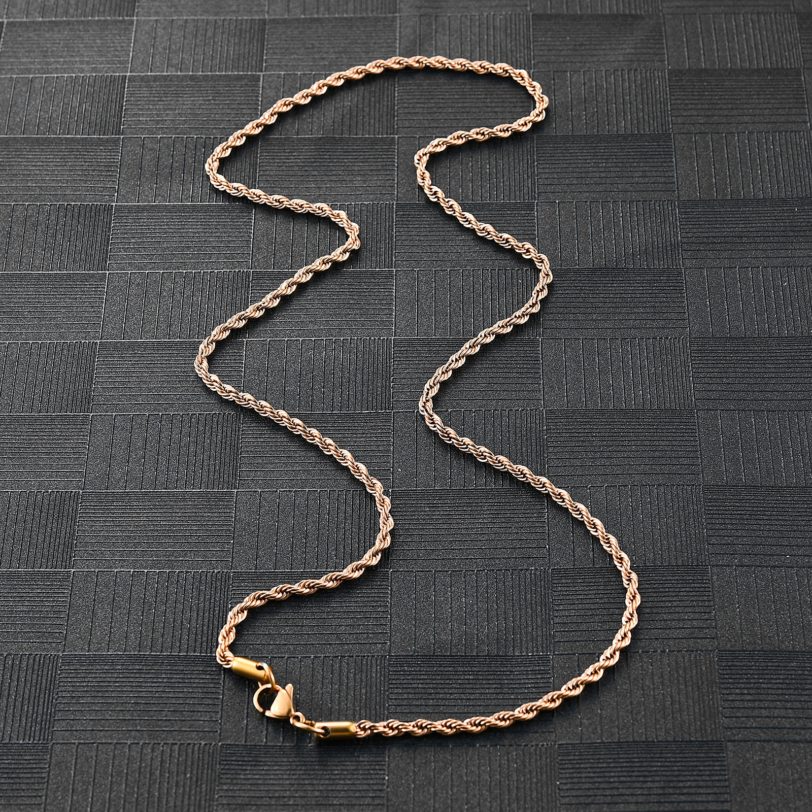 New Hot Sales Stainless Steel Rose Gold Rope Chain Necklace For Women Men Fashion Rope Chain Jewelry Gift - Image 4