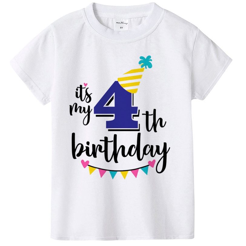 New Kids Boys Girls Summer Birthday T-shirts Short Sleeved T Shirt Size 1 2 3 4 5 6 7 8 9 Year Children Party Clothing Tees Tops - Image 4