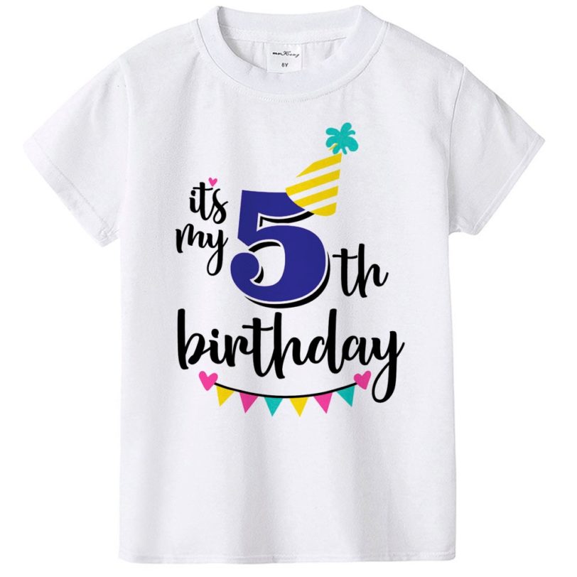 New Kids Boys Girls Summer Birthday T-shirts Short Sleeved T Shirt Size 1 2 3 4 5 6 7 8 9 Year Children Party Clothing Tees Tops - Image 2