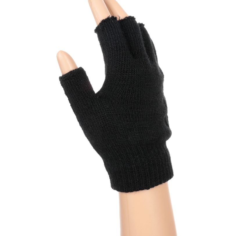 New Men Black Knitted Fingerless Gloves Autumn Winter Outdoor Stretch Elastic Warm Half Finger Cycling Gloves - Image 2