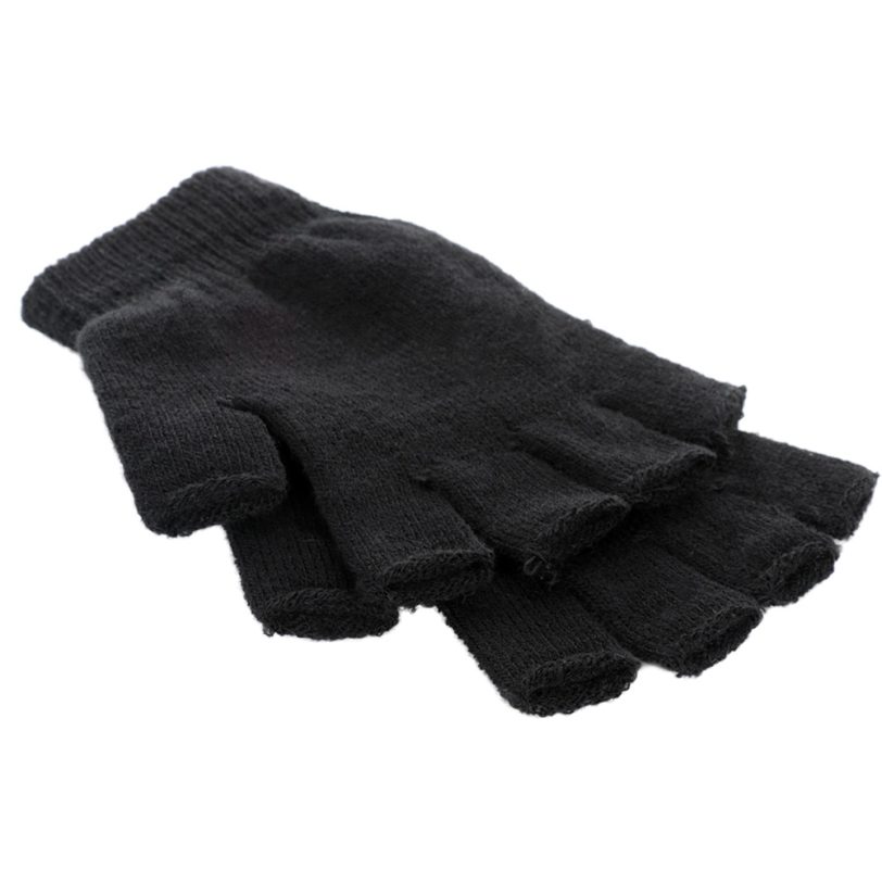 New Men Black Knitted Fingerless Gloves Autumn Winter Outdoor Stretch Elastic Warm Half Finger Cycling Gloves - Image 2