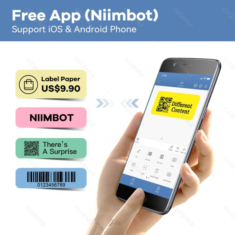 Niimbot D110 Mini Portable Thermal Label Printer Paper Roll Hangul Bluetooth Label Printer Sticker Pocket Barcode Printer D11 0 - Image 4