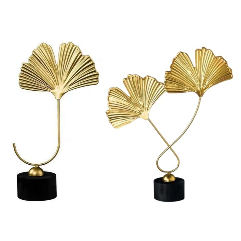 Nordic Modern Creative Ginkgo Leaves Statue Miniature Metal Ornaments Crafts Home Decoration Office Accessories For Living Room - Image 2