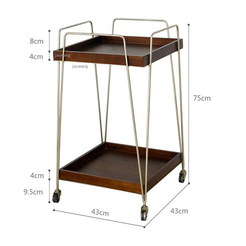 Nordic Wrought Iron Kitchen Furniture Trolley Double layer Dining Room Island Cart Living Room Sofa Hotel 1