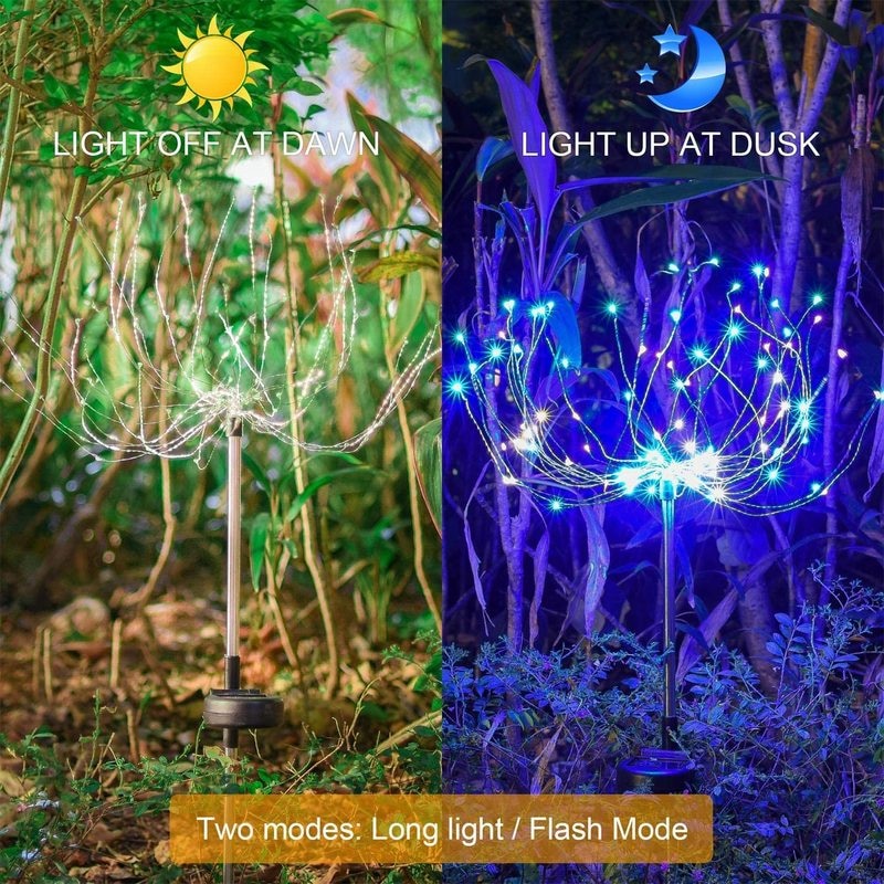 Outdoor LED Solar Flashing Fireworks Lights 90 120 150 LEDs Waterproof String Fairy Light For Home 1