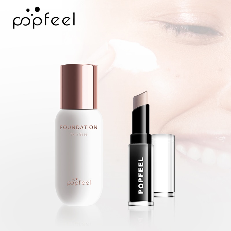 POPFEEL Combo Set Eye Shadow Makeup Concealer Lipstick Lip Ribbon 10 Brush Puff Eyeliner Liquid Cosmetic 1