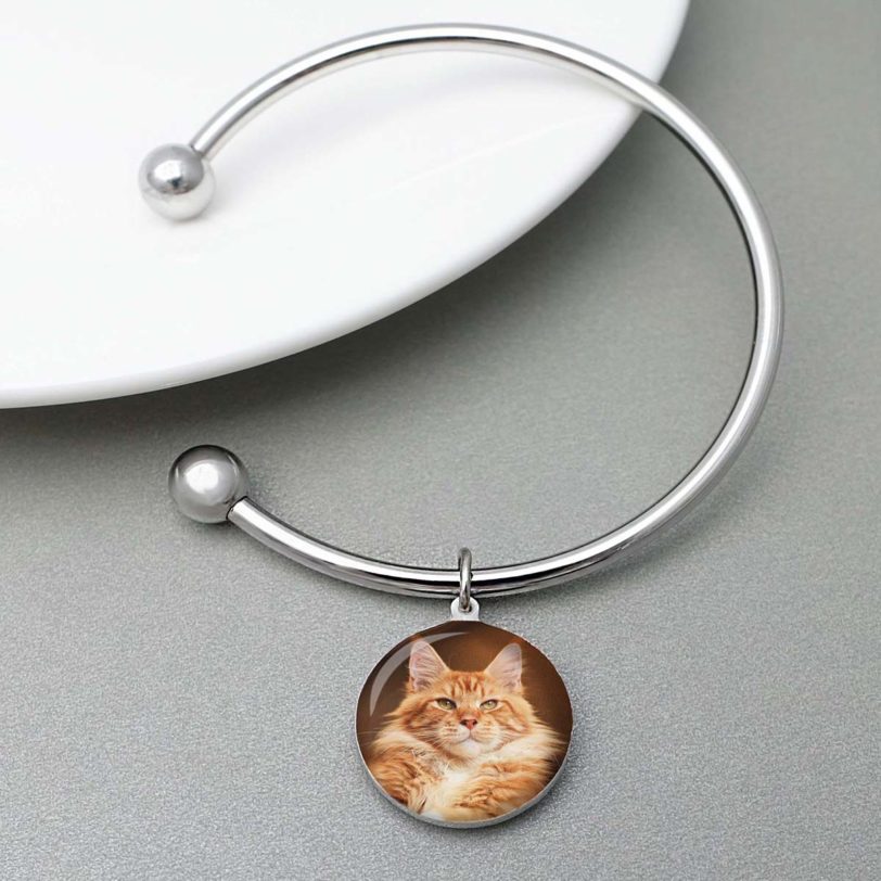 Personalized Photo Bangle, Custom Dog Photo Charm Bracelet, Personalized Pet Picture Bangle, Memorial Jewelry, Gift for Her - Image 2