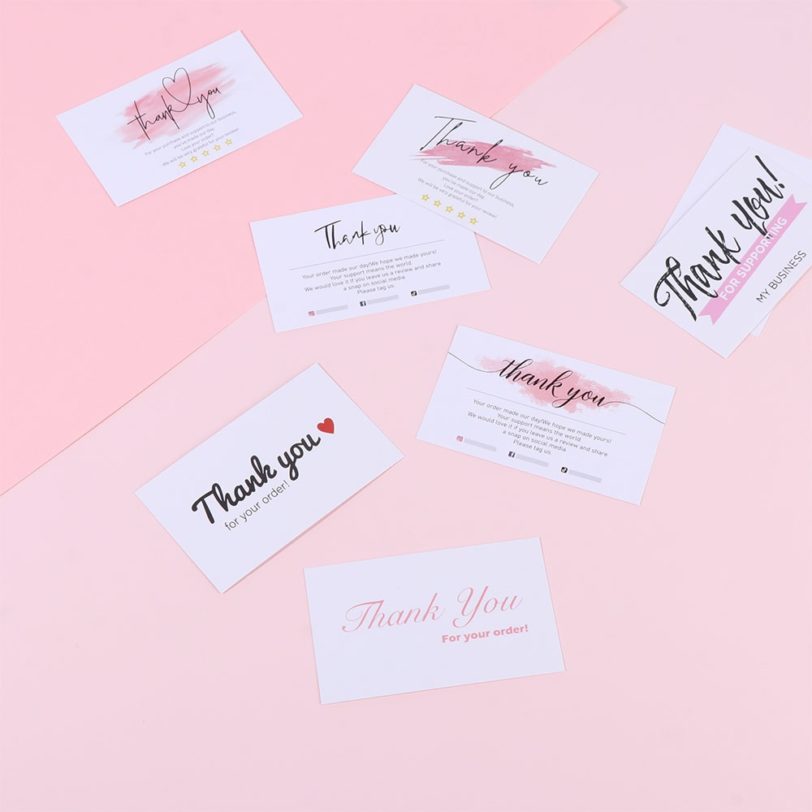 Pink Watercolor "Thank You For Your Order" Cards Gift Package Cardstock Praise Labels Express Appreciate For Small Business - Image 2