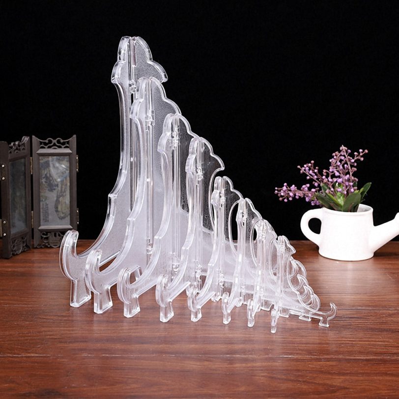 Plastic Easels Plate Holders Transparent Display Dish Stand Rack Weddings Photo Picture Frame Display Stand Pedestal Holder - Image 2