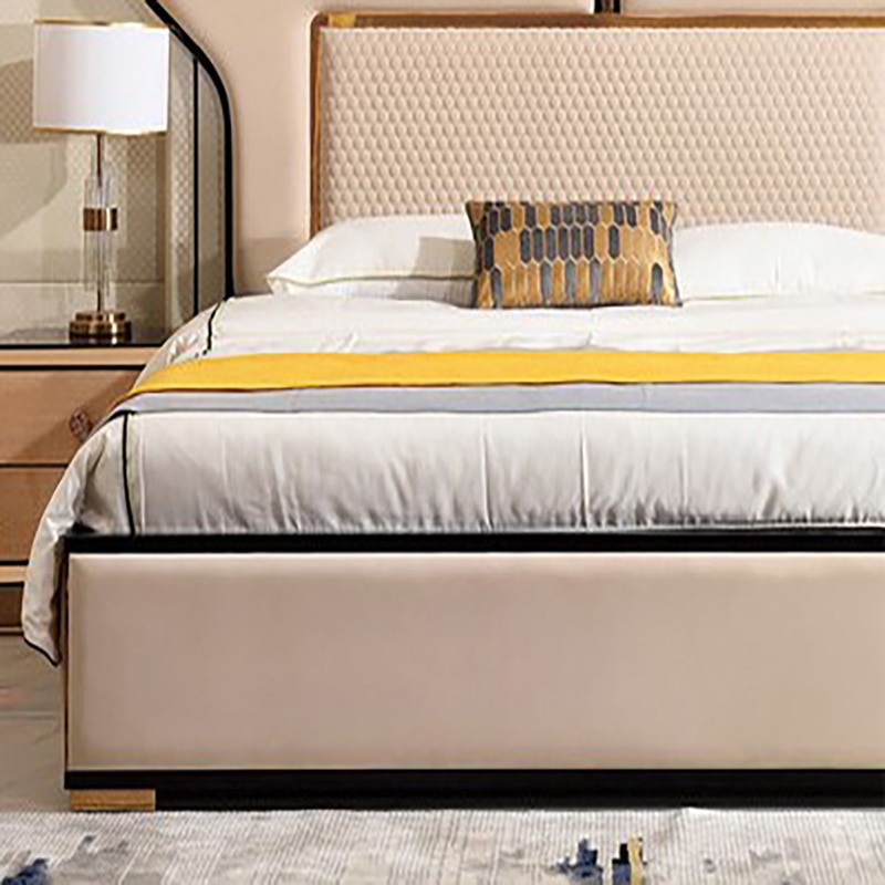Postmodern light luxury leather double bed master bedroom simple wedding bed Italian Nordic American solid wood