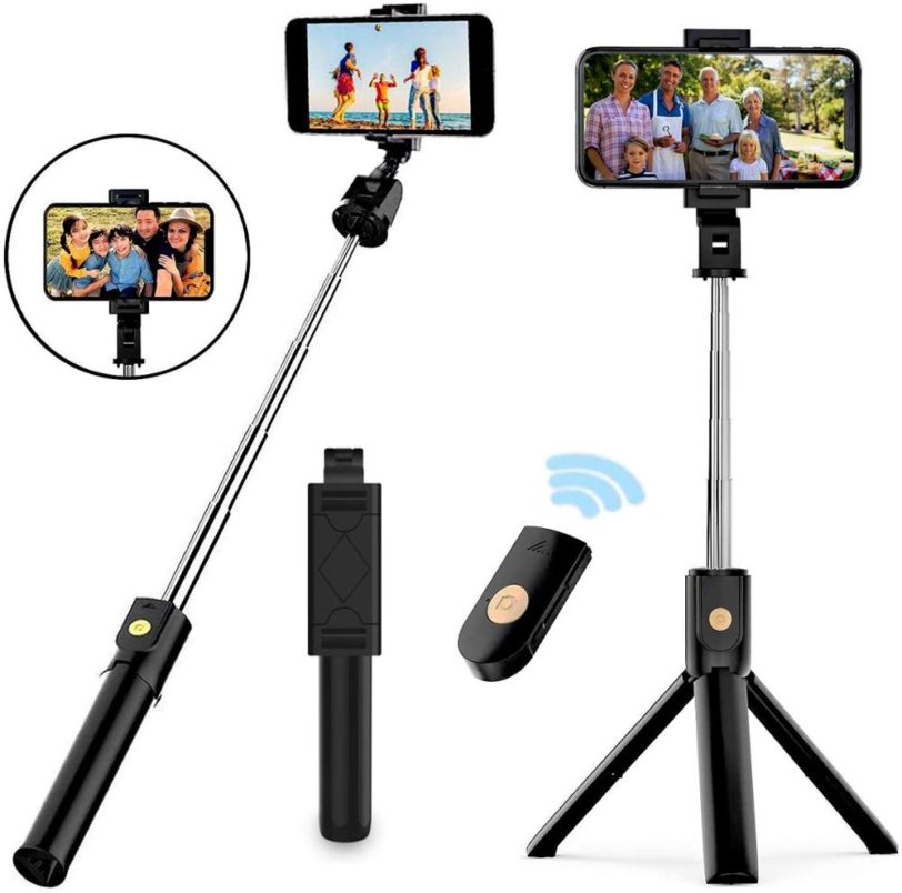 RUZSJ K07 Wireless Bluetooth Selfie Stick Foldable Mini Tripod Expandable Monopod with Remote Control for iPhone 4
