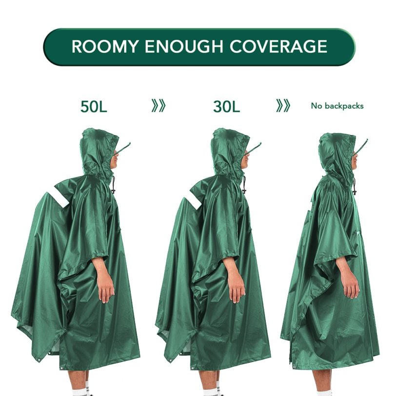 Rain Poncho Waterproof Raincoat with Hood Cycling Rain Cover Hiking Hooded Coat Jacket Motorcycle Rain Poncho Picnic Mat - Image 2