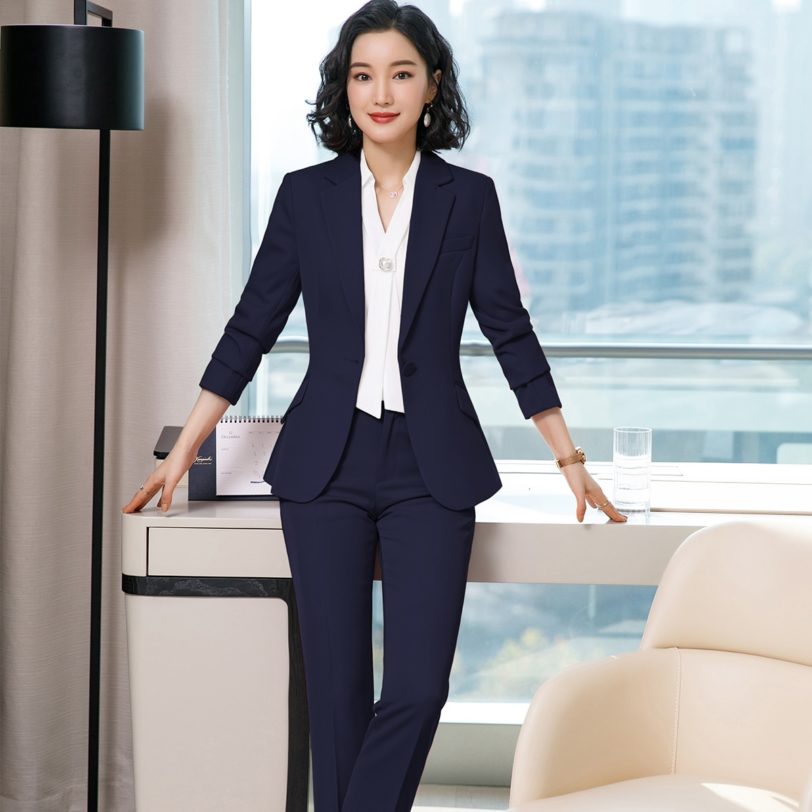 Red Dark Blue Black Women Pant Suit for Office Lady Two Pieces Set Size S-4XL Formal Work Career Blazer Coat With Pant Set Suit - Image 3