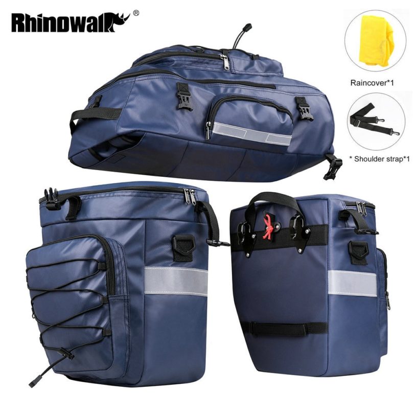 Rhinowalk Upgrade 3 in 1 Bike Bags Rear Seat Trunk-Bag Waterproof Bicycle Pannier 65L MTB Cycling Luggage Multifunction Backpack - Image 2