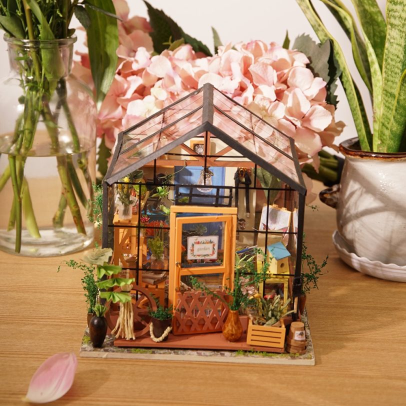 Robotime Rolife DIY Wooden Miniature Dollhouse Greenhouse Handmade Doll House Kitchen With Furniture Toys For Children Lady Gift - Image 4